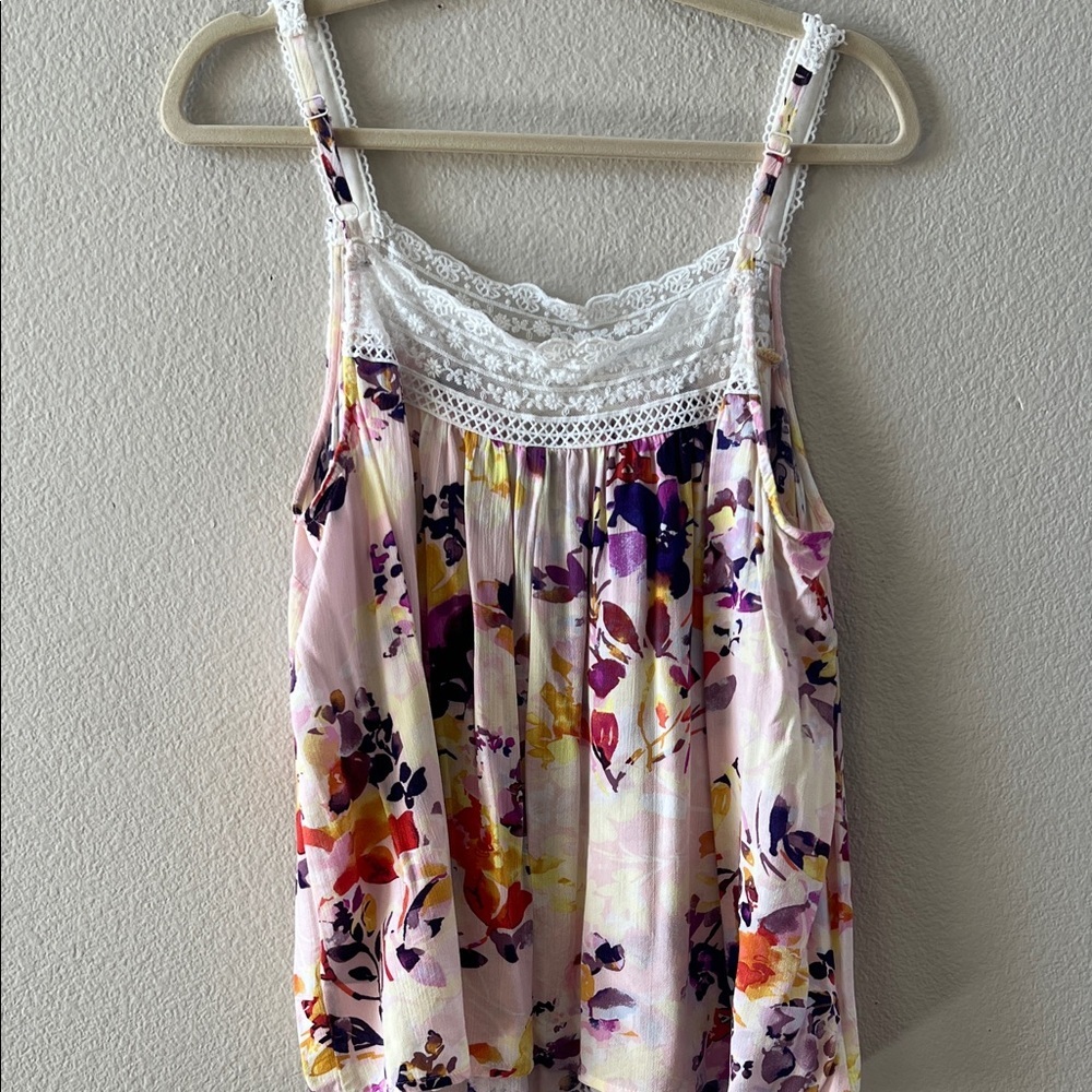 Torrid Multicolor Floral Camisole with Lace Trim - Picture 4 of 8